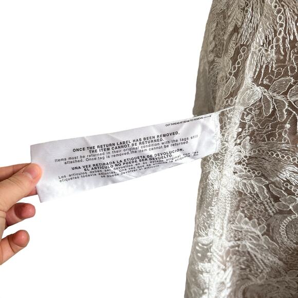 Dress the Population NEW Elisa Vine Embroidered Midi Dress White Nude Small - Picture 11 of 16